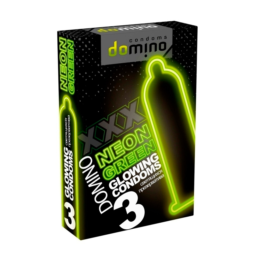 Презерватив Domino Neon Green светящиеся (3 шт в уп)